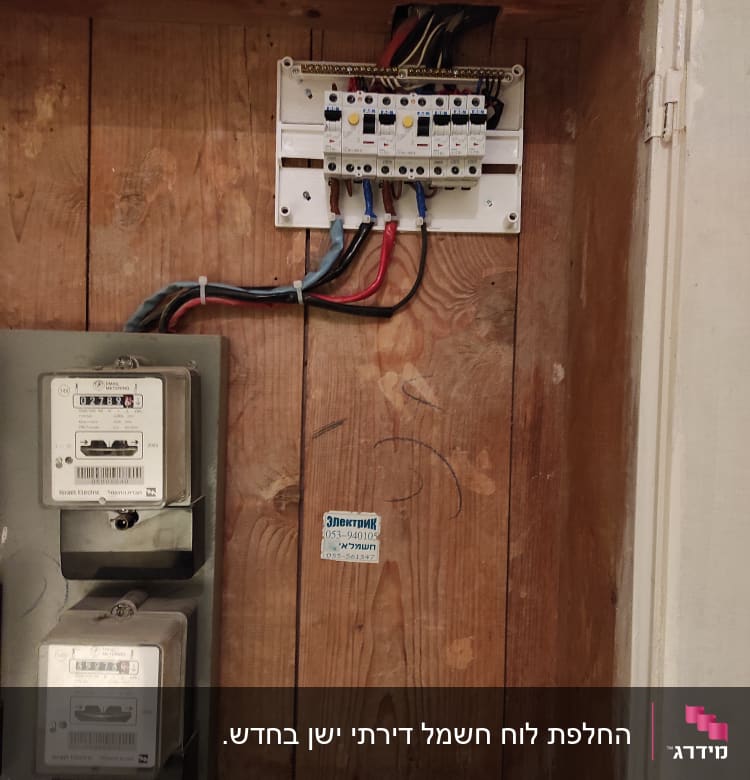לוח חשמל עם חוטים ומפסקים חשמליים